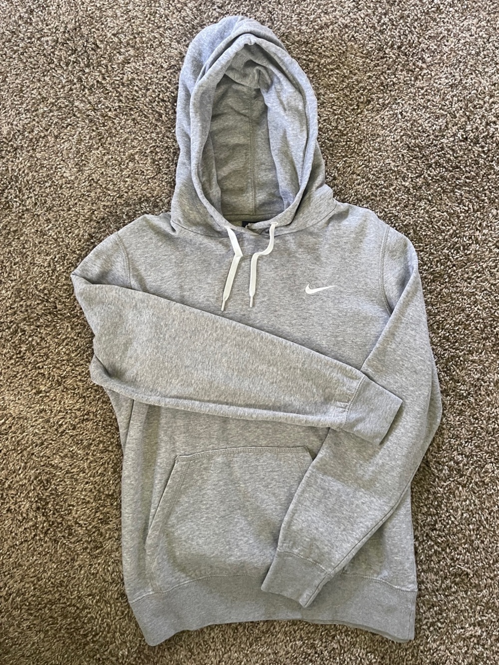 Nike women’s Light Gray Pullover Hoodie with White Swoosh
